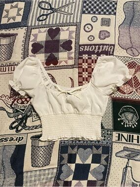 White Coquette Top with Puff Sleeves
